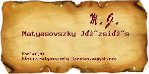 Matyasovszky Józsiás névjegykártya